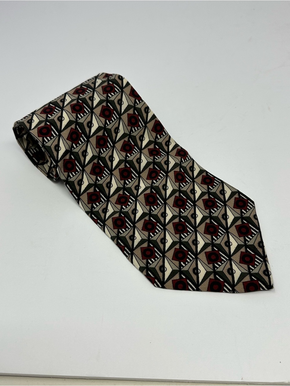 VITO RUFOLO 100% Silk Tie Necktie Geometric Print Made in Italy Y8